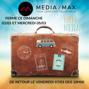 Nous sommes fermés ce dimanche 02/03 et mercredi 05/03.
